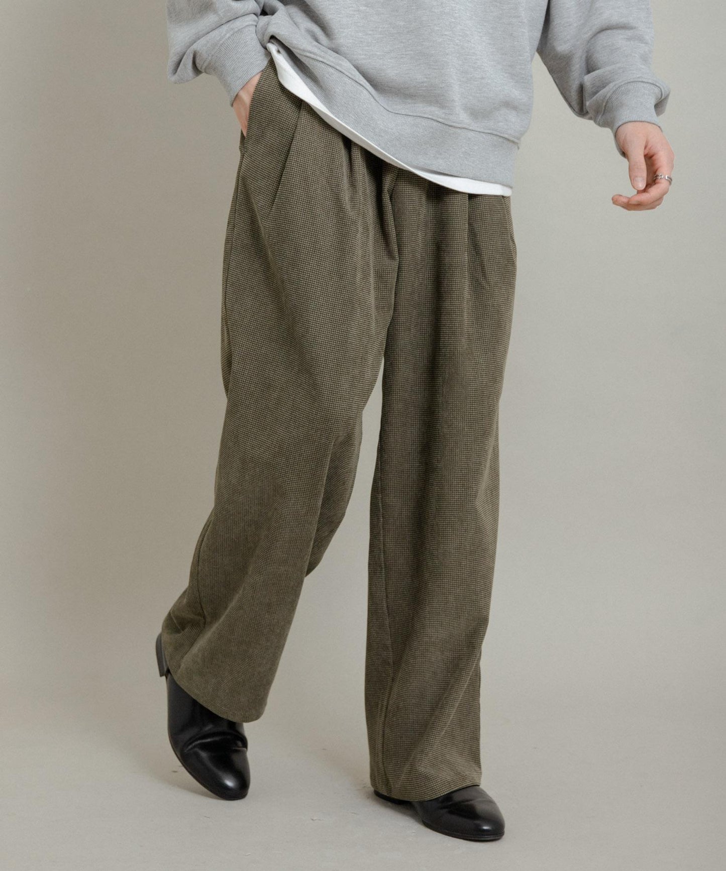 拼接燈芯絨寬鬆休閒褲