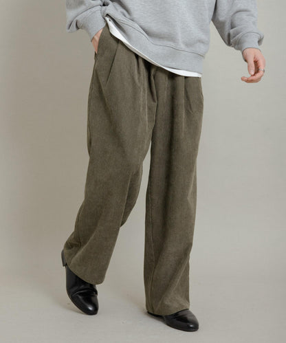 拼接燈芯絨寬鬆休閒褲