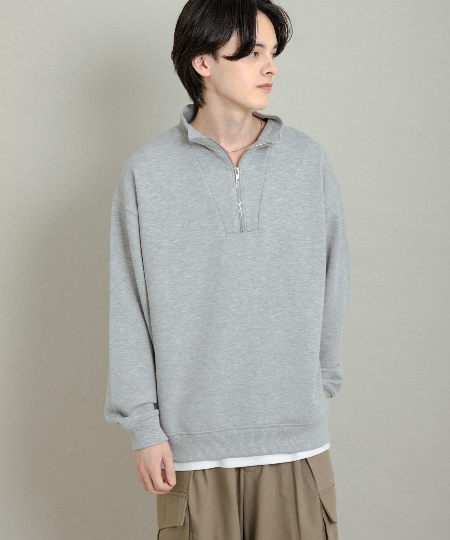 部分網絡限定色半拉鍊長袖衛衣