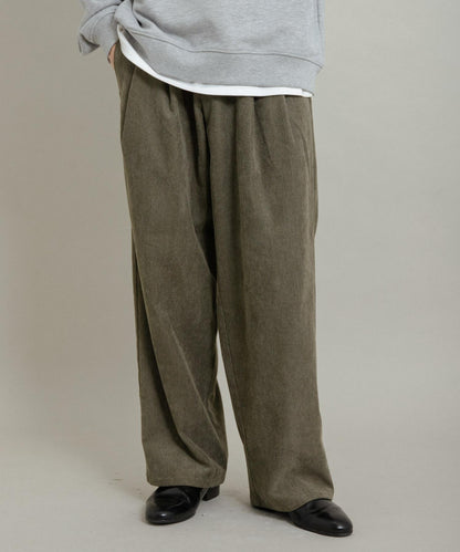 拼接燈芯絨寬鬆休閒褲