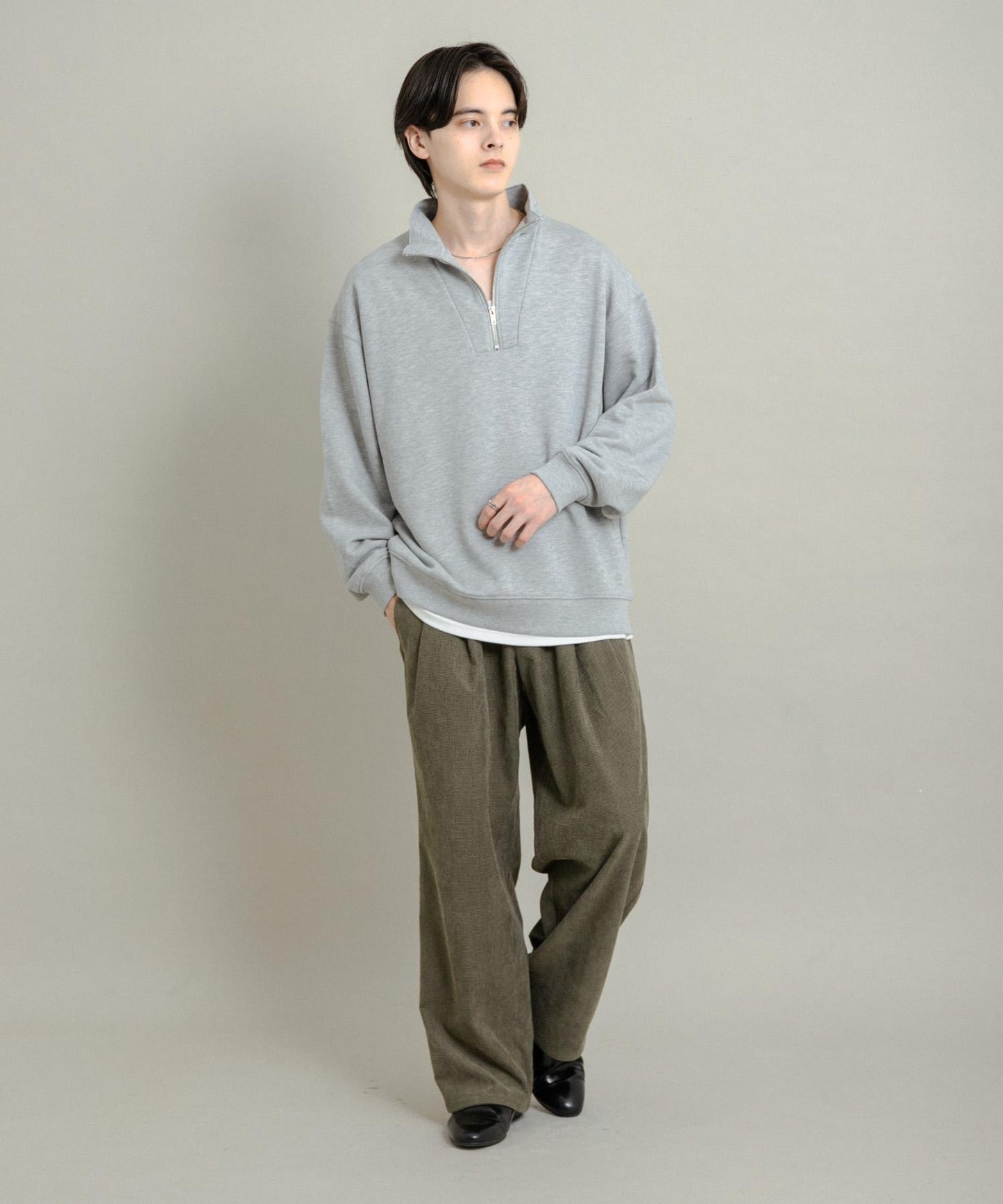 拼接燈芯絨寬鬆休閒褲