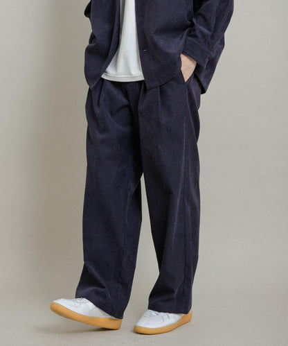 拼接燈芯絨寬鬆休閒褲