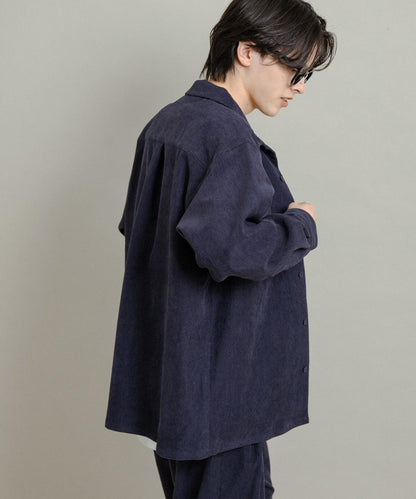 拼接燈芯絨開領襯衫