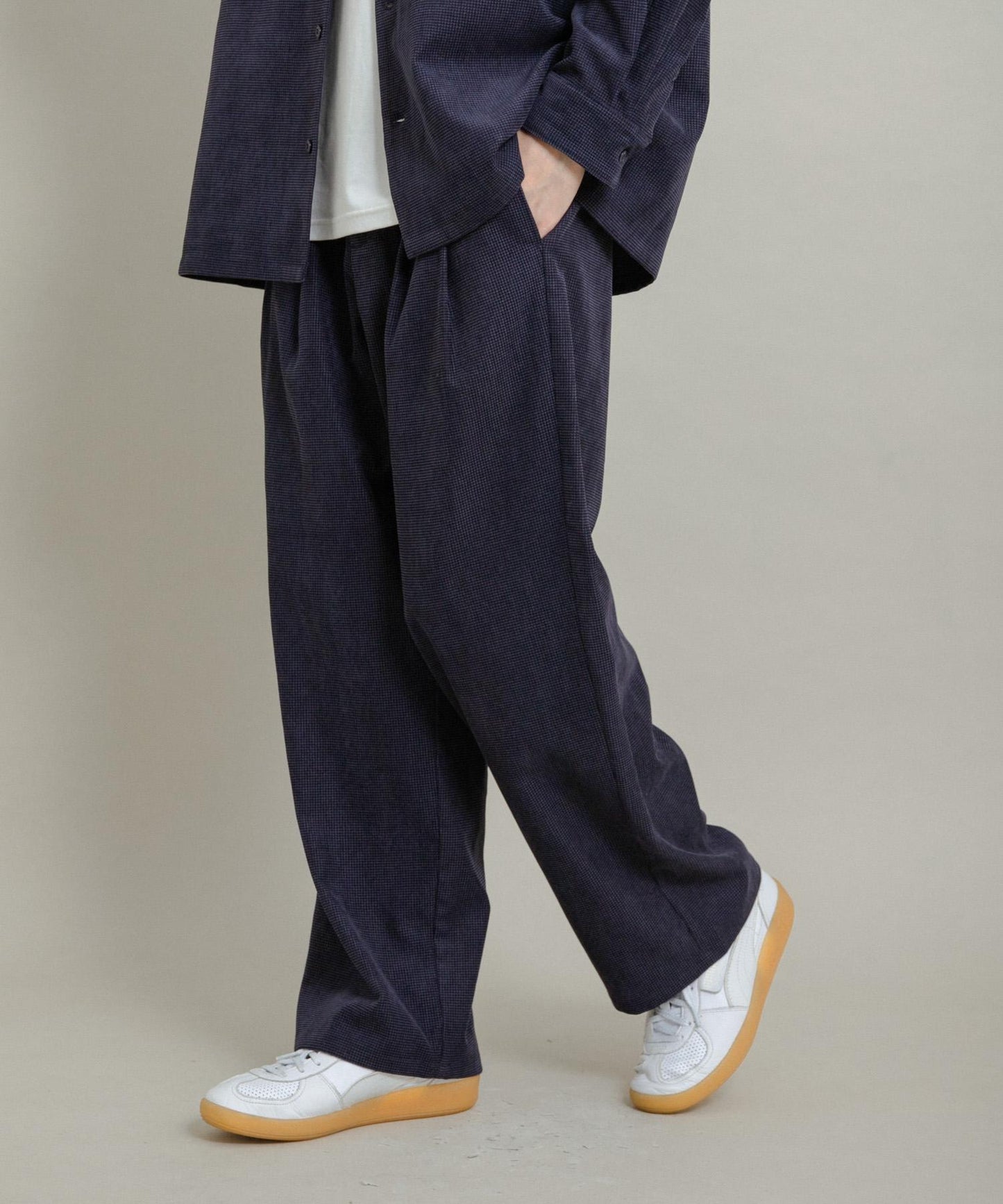 拼接燈芯絨寬鬆休閒褲