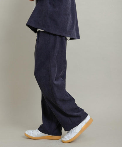 拼接燈芯絨寬鬆休閒褲