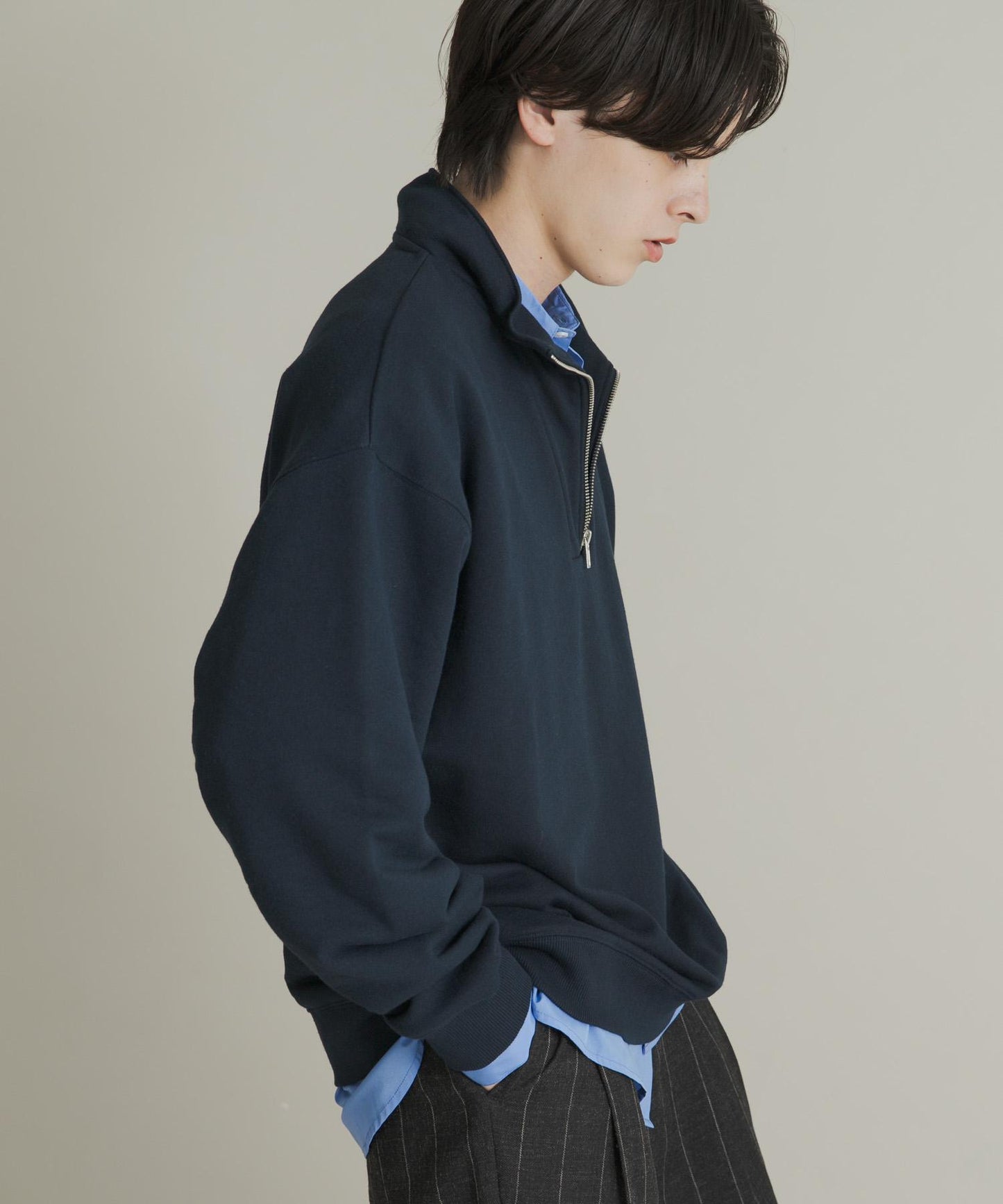 部分網絡限定色半拉鍊長袖衛衣