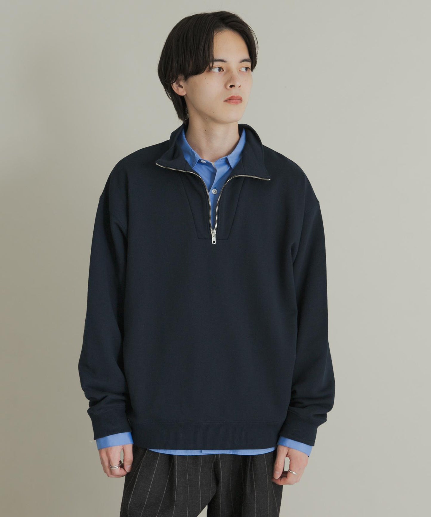 部分網絡限定色半拉鍊長袖衛衣