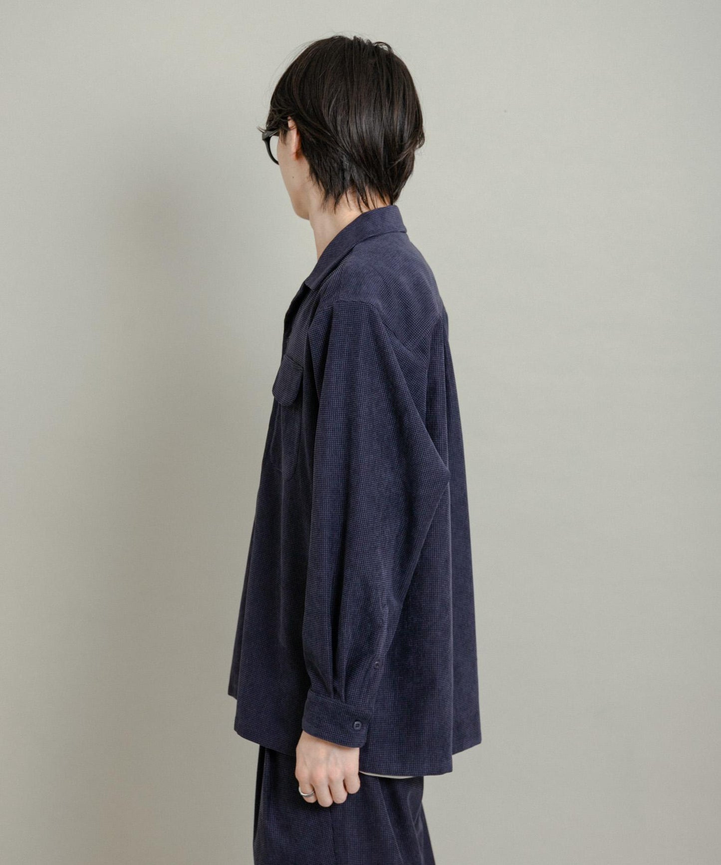 拼接燈芯絨開領襯衫