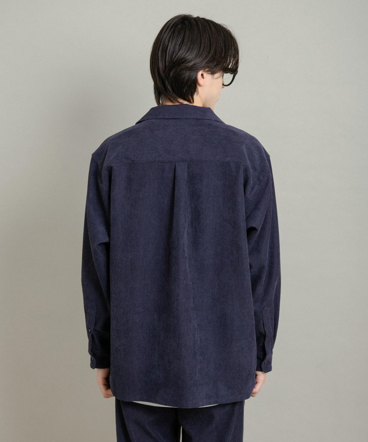 拼接燈芯絨開領襯衫