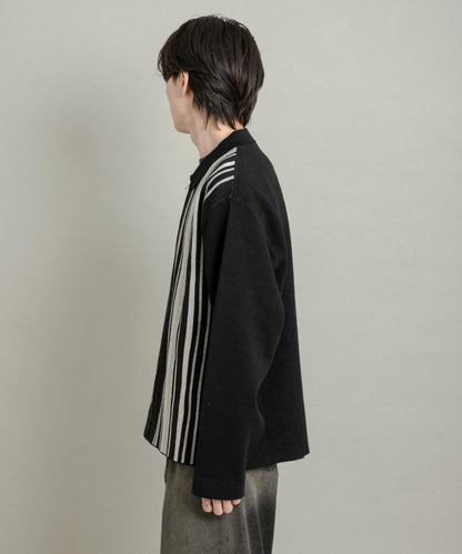 條紋拉鍊針織襯衫