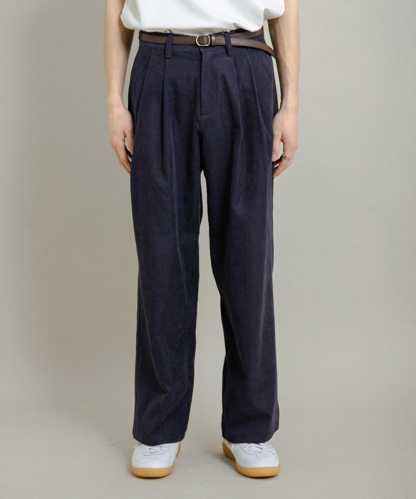 拼接燈芯絨寬鬆休閒褲