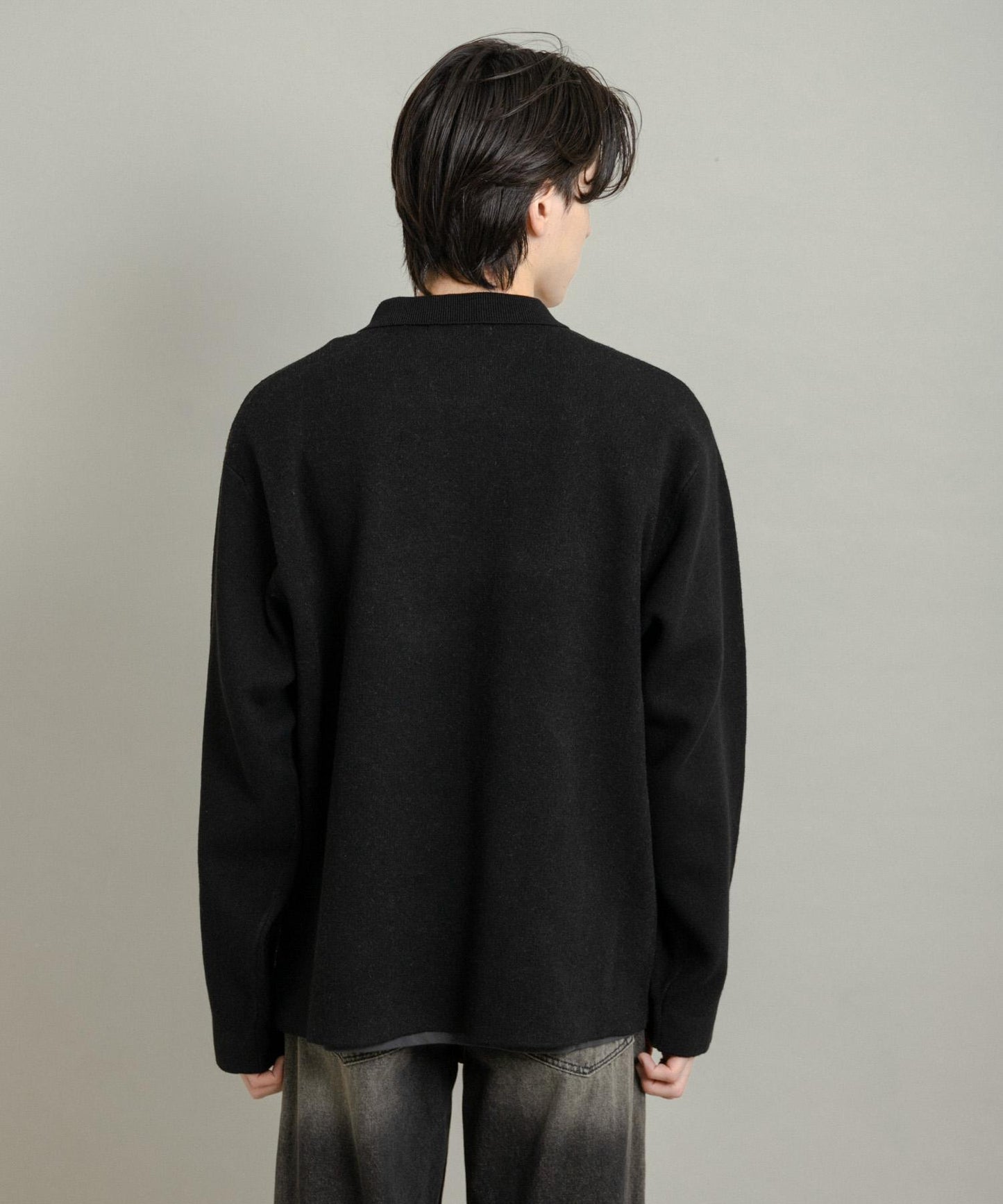 條紋拉鍊針織襯衫