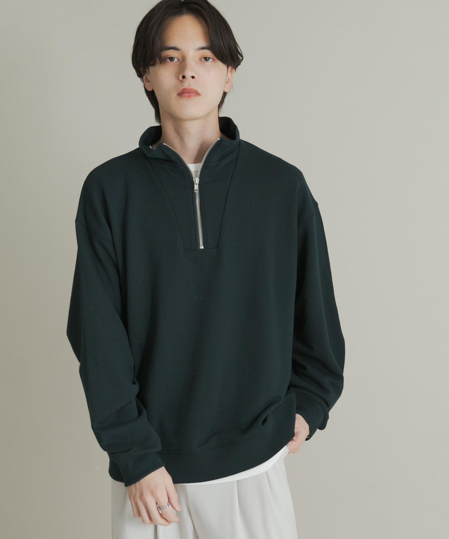 部分網絡限定色半拉鍊長袖衛衣