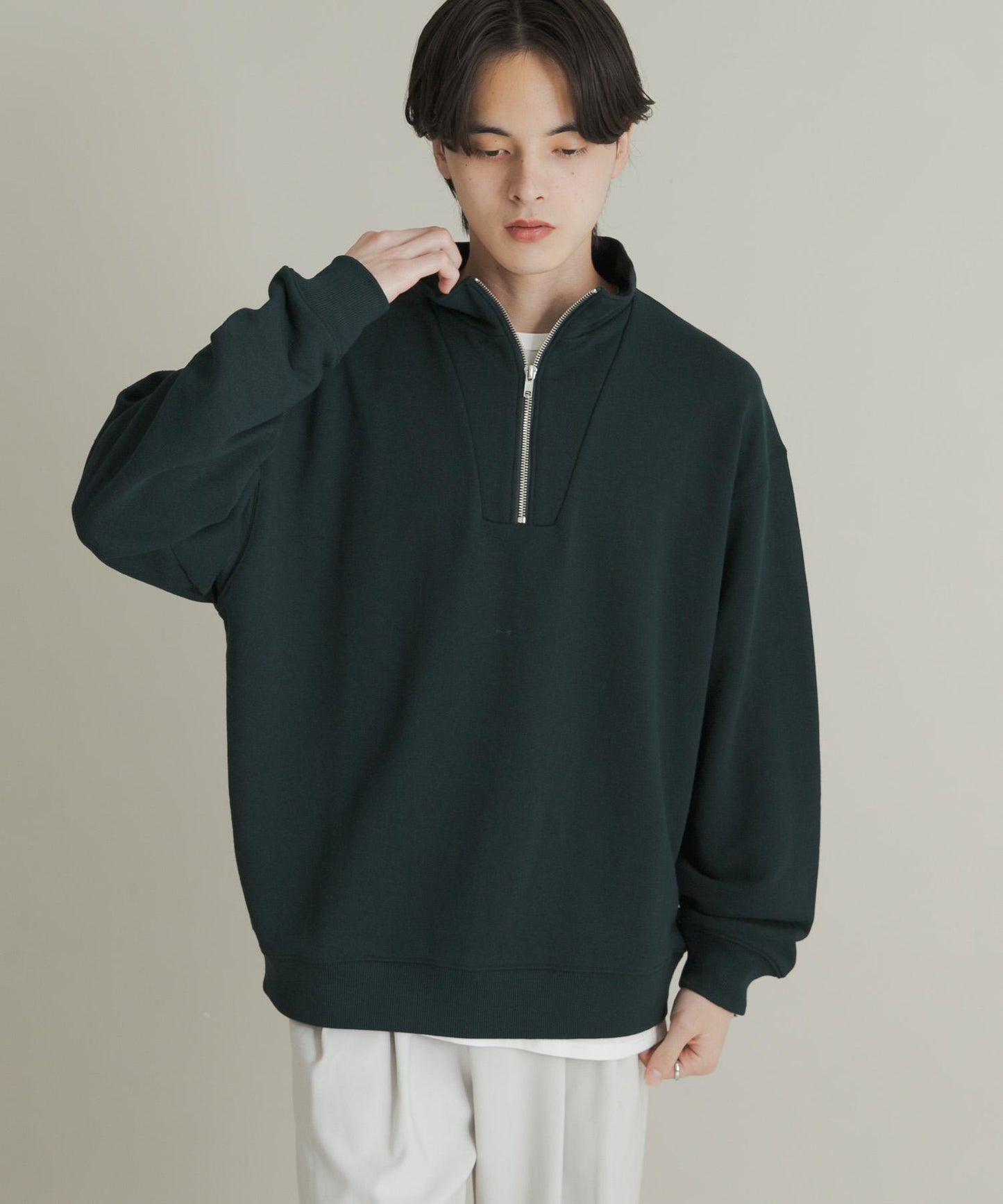 部分網絡限定色半拉鍊長袖衛衣