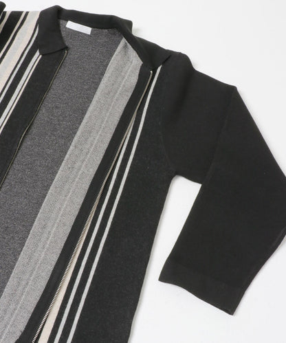 條紋拉鍊針織襯衫
