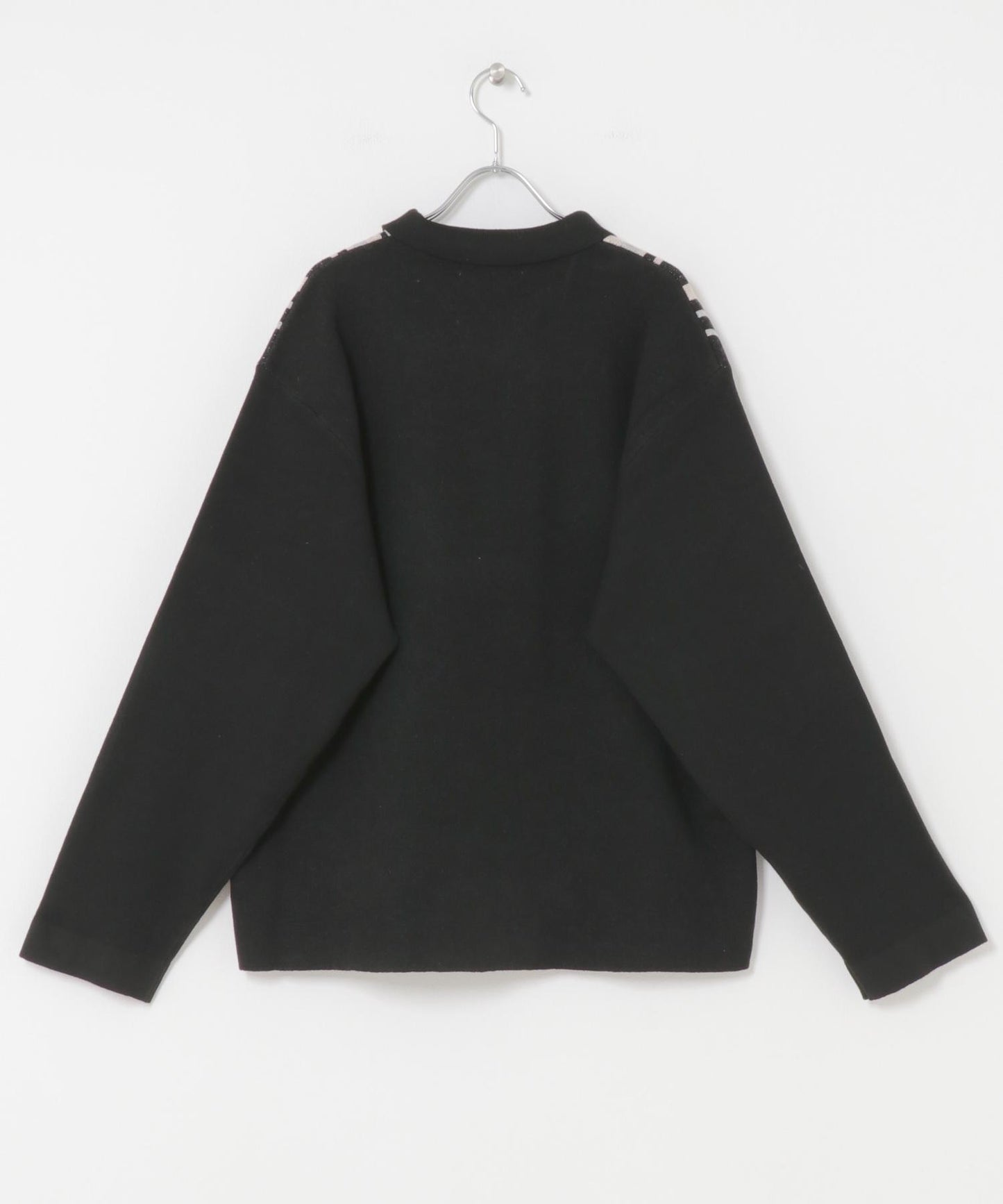 條紋拉鍊針織襯衫