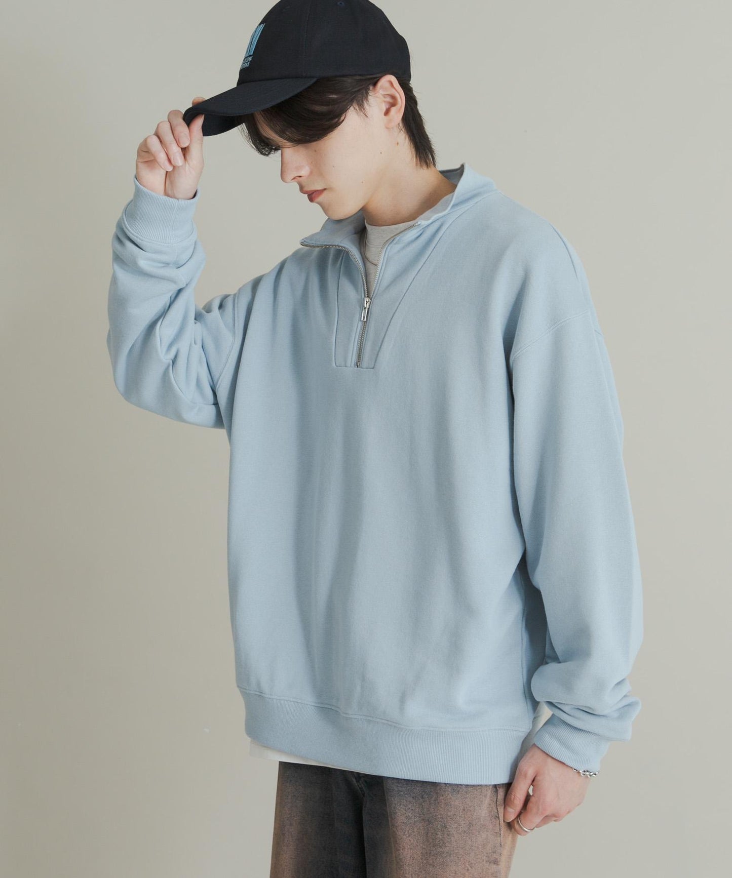 部分網絡限定色半拉鍊長袖衛衣