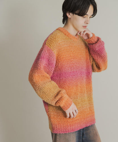 漸變色圈圈紗針織衫