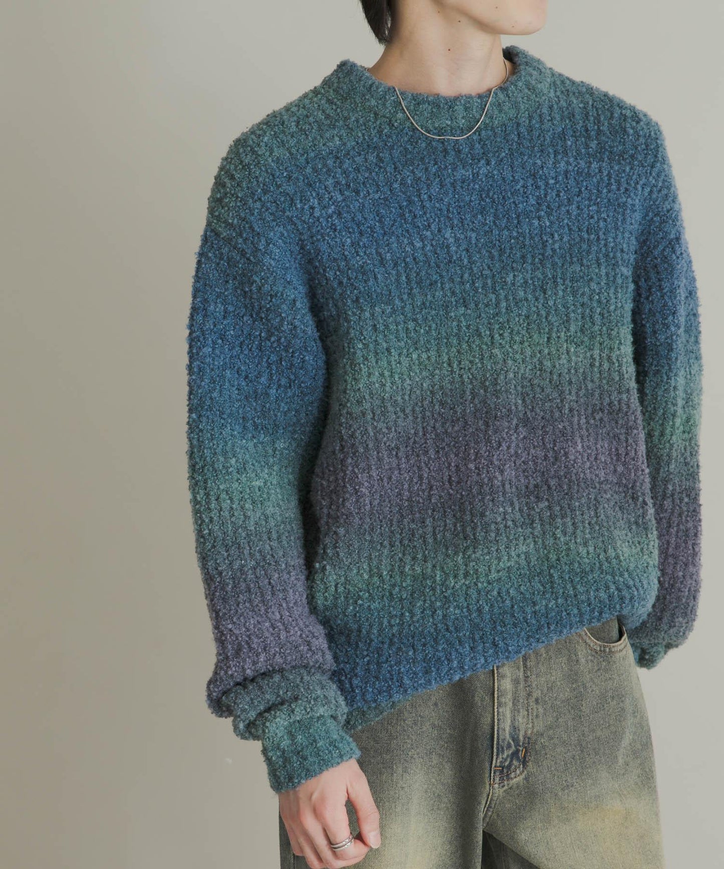 漸變色圈圈紗針織衫