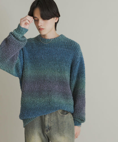 漸變色圈圈紗針織衫