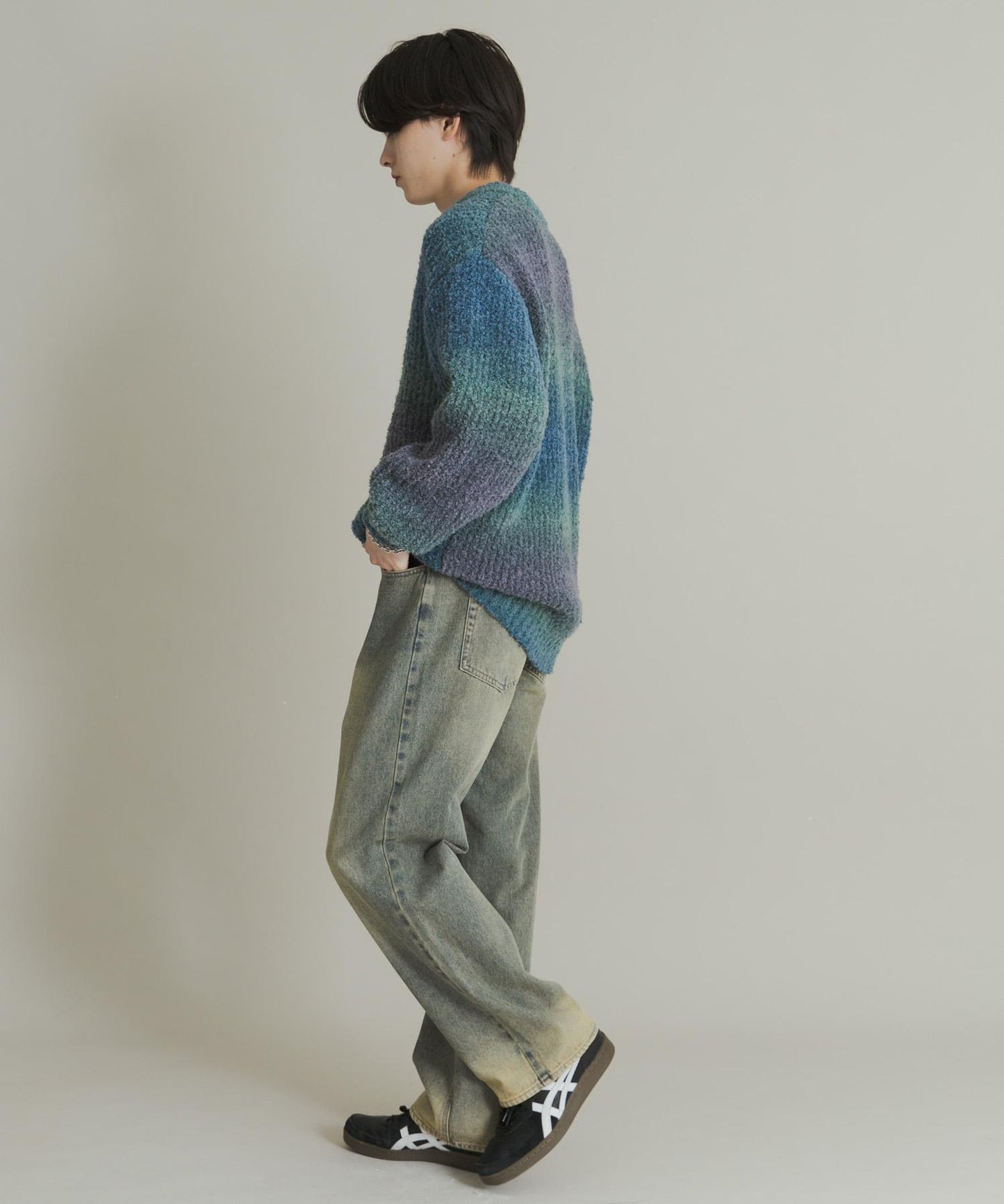 漸變色圈圈紗針織衫