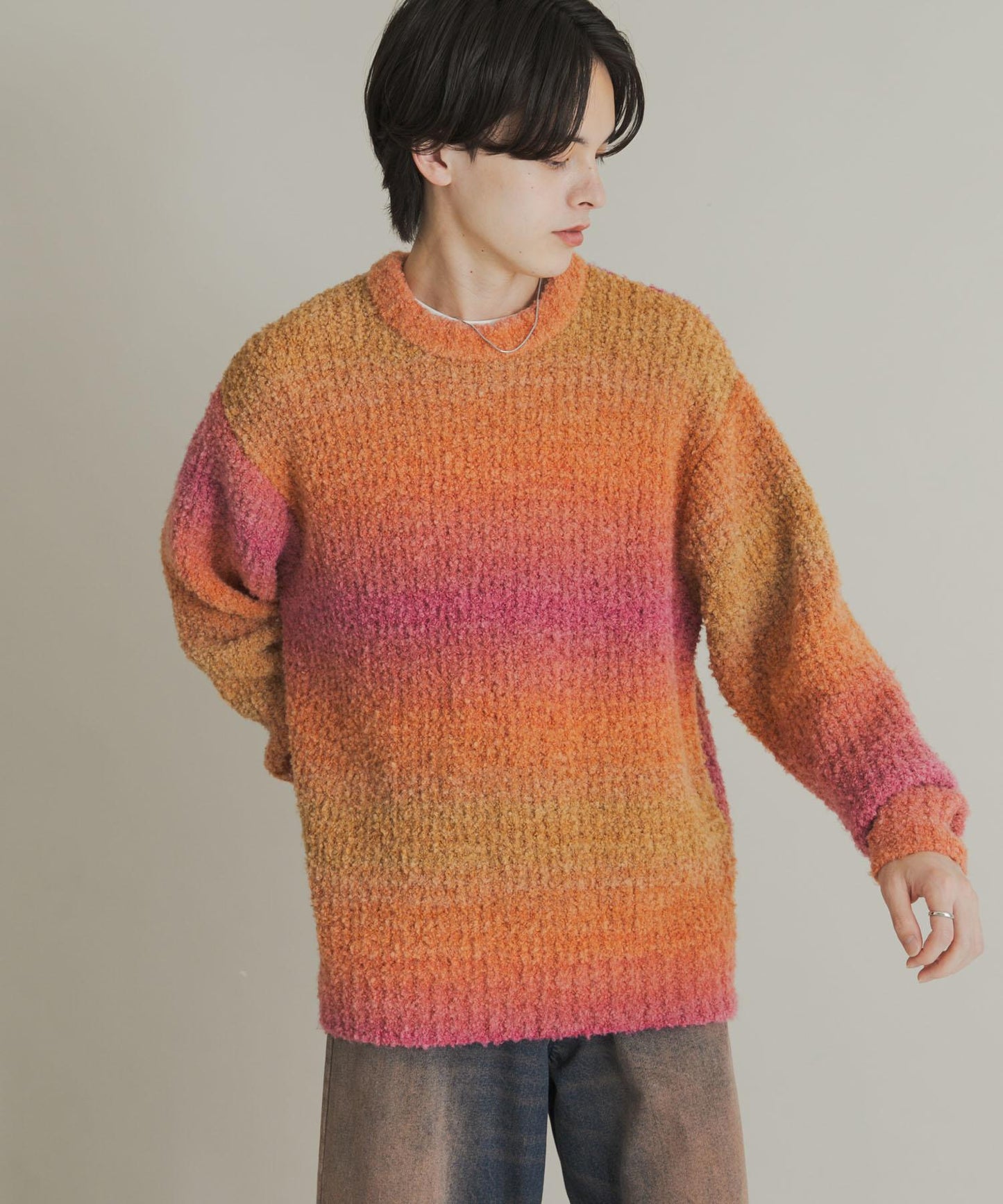 漸變色圈圈紗針織衫