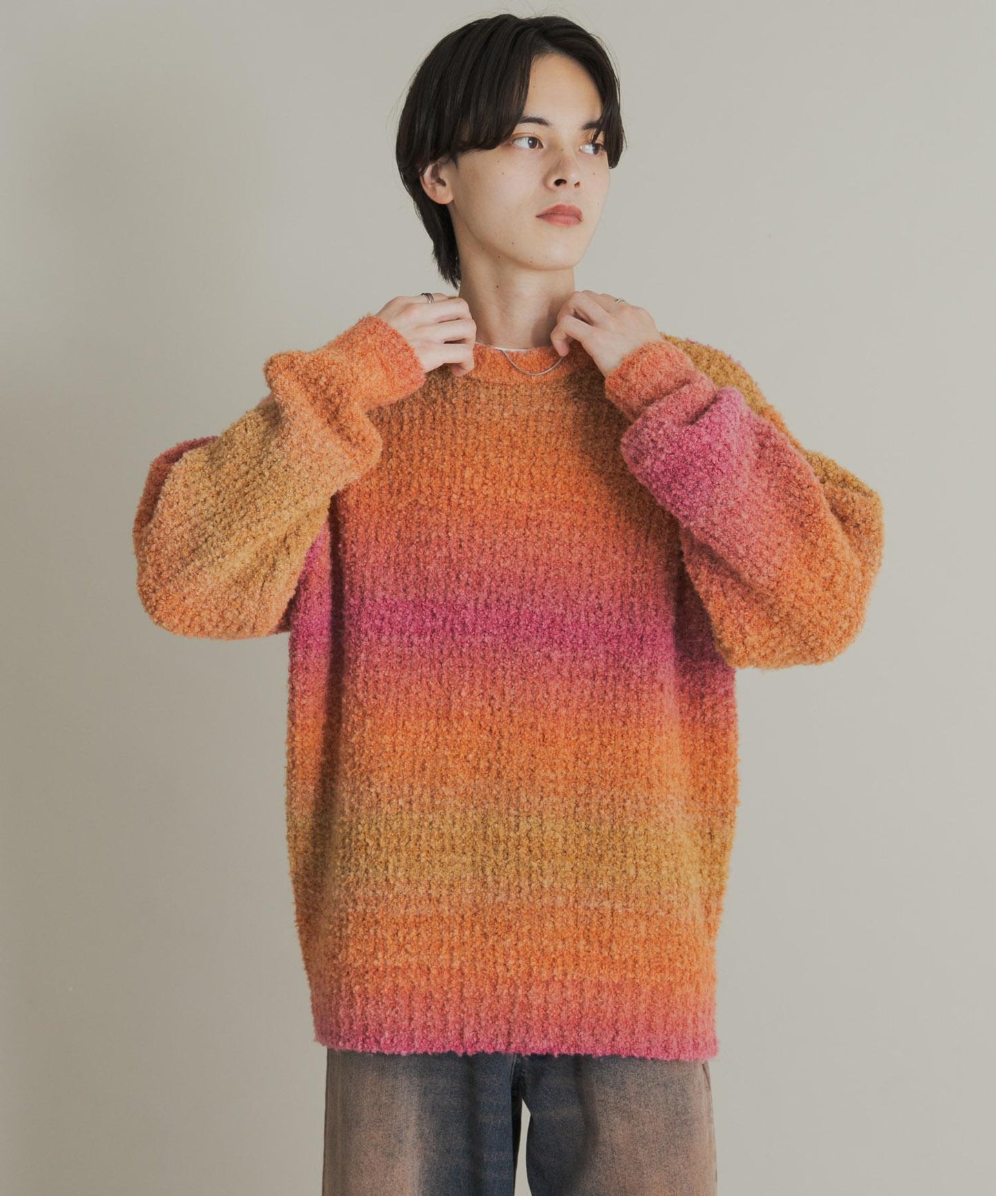 漸變色圈圈紗針織衫