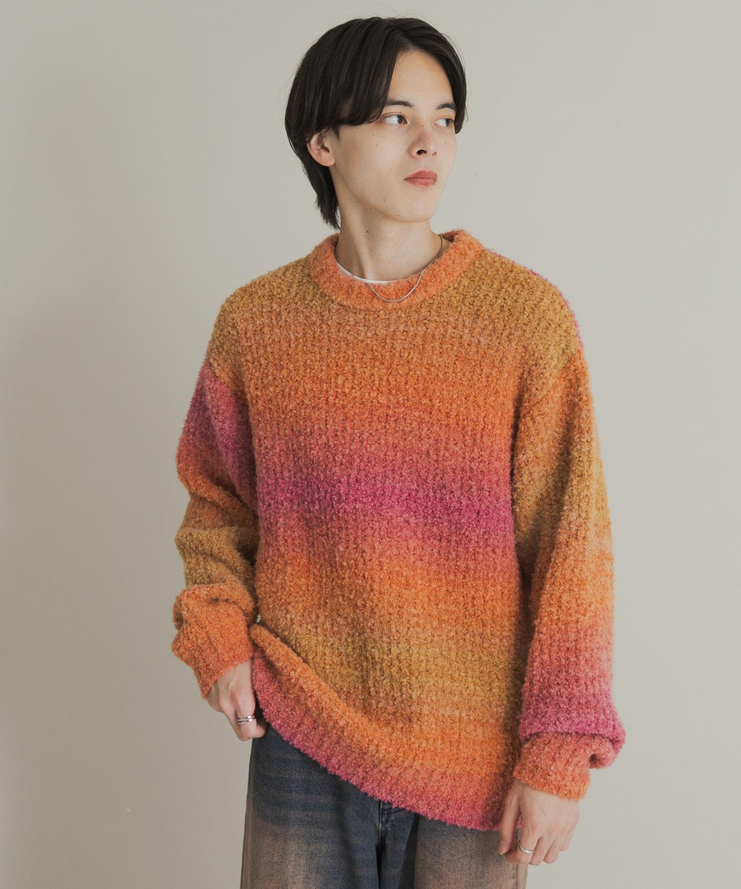 漸變色圈圈紗針織衫