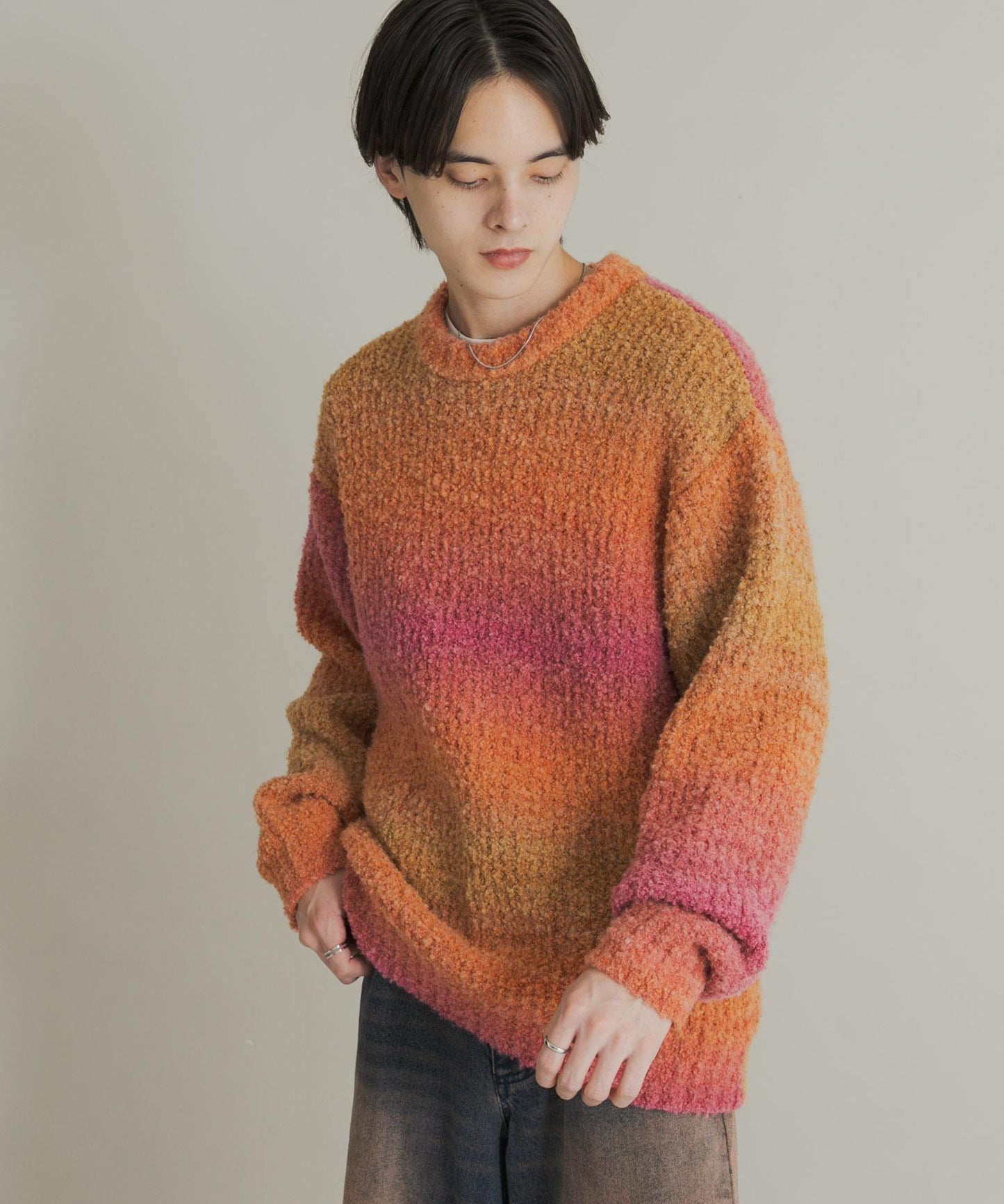 漸變色圈圈紗針織衫