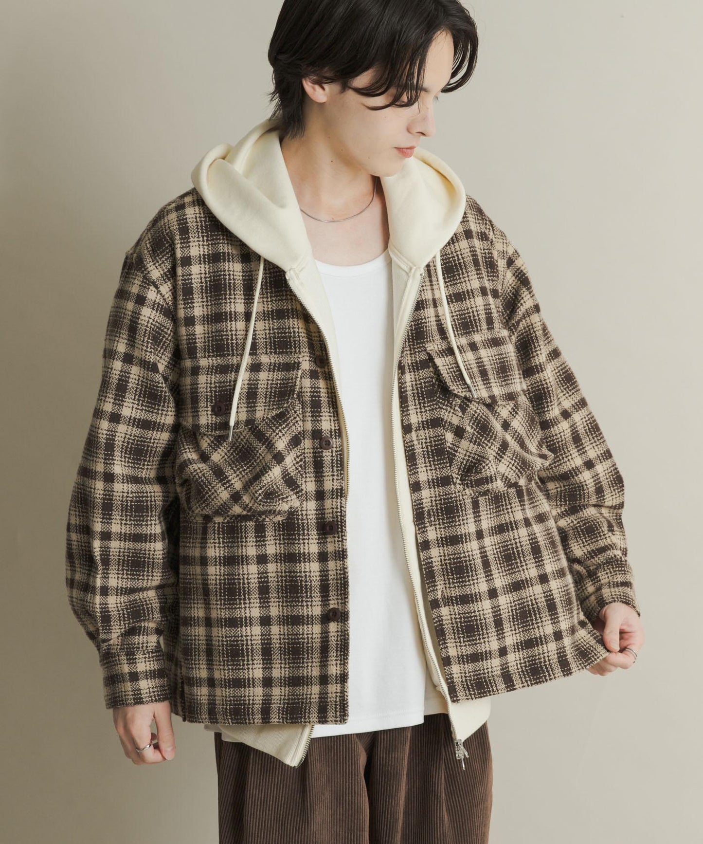 厚法蘭絨格子襯衫夾克