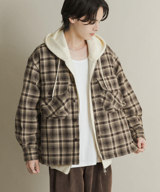 厚法蘭絨格子襯衫夾克