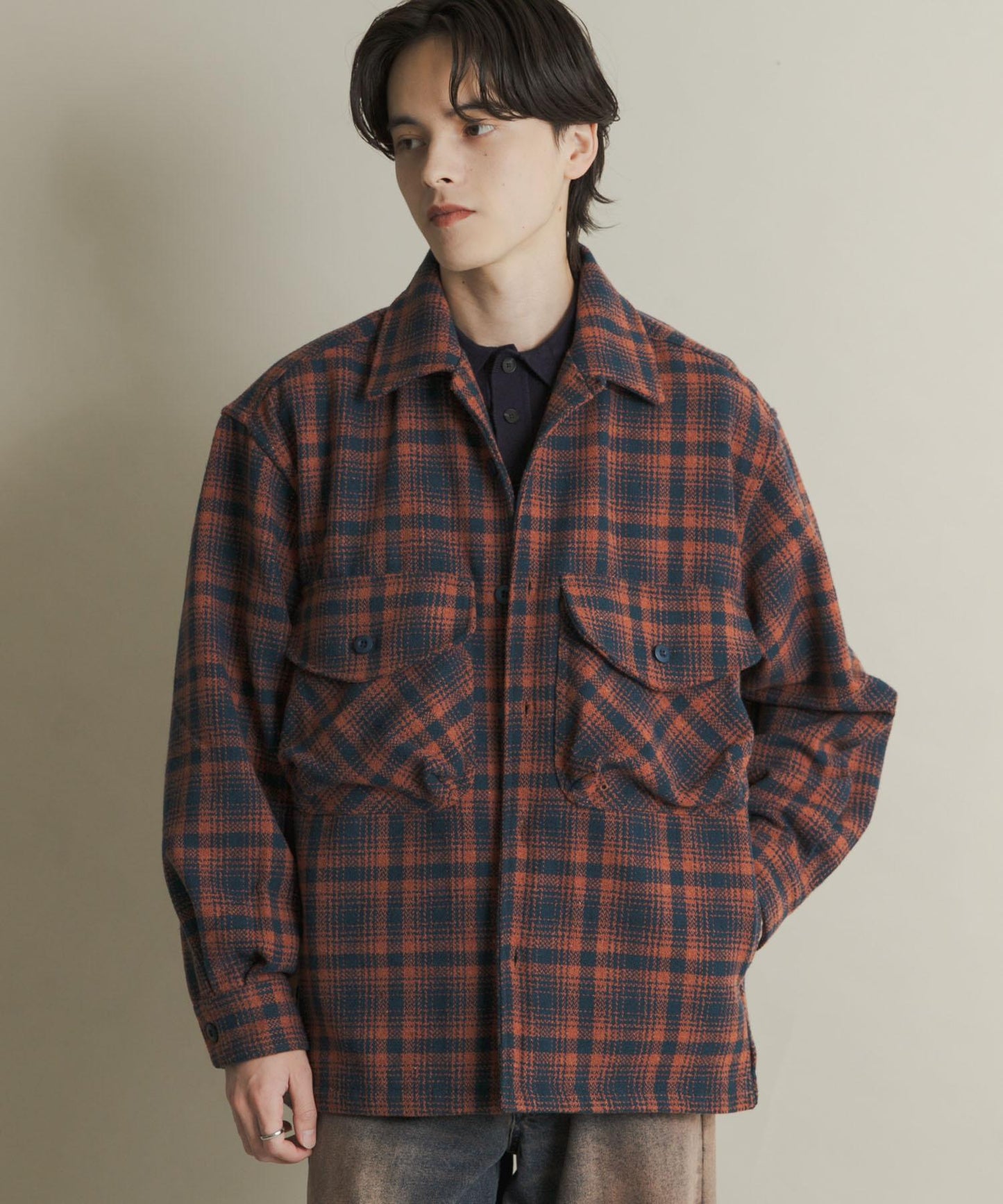 厚法蘭絨格子襯衫夾克