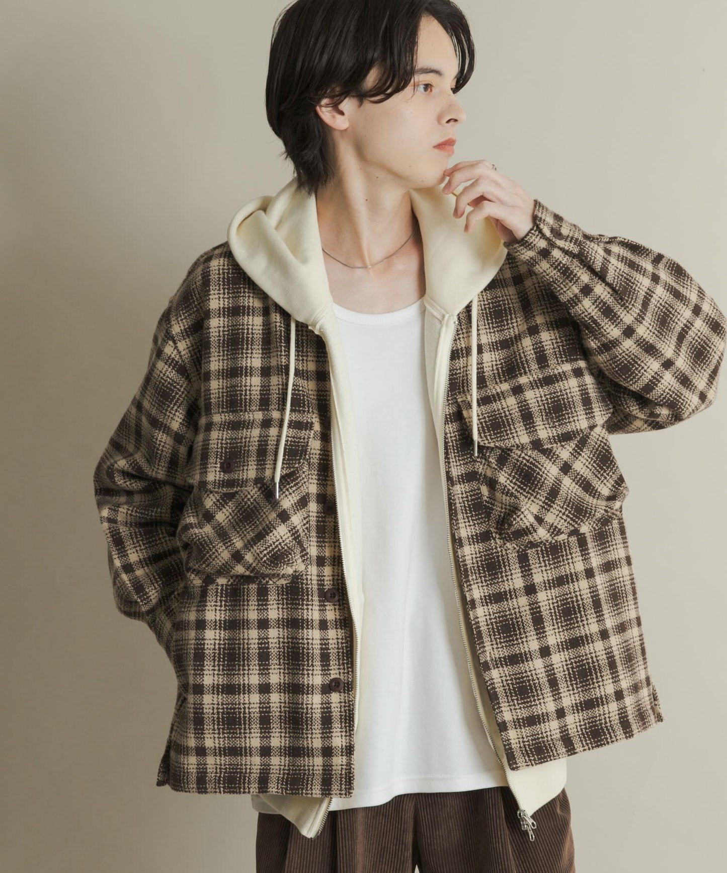 厚法蘭絨格子襯衫夾克