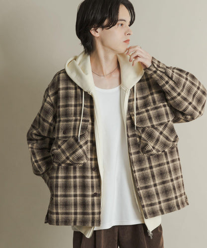 厚法蘭絨格子襯衫夾克