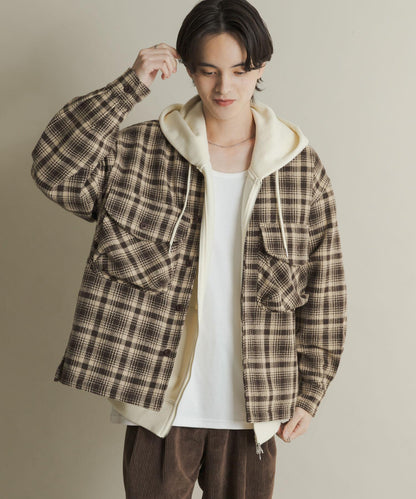 厚法蘭絨格子襯衫夾克