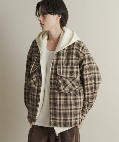 厚法蘭絨格子襯衫夾克