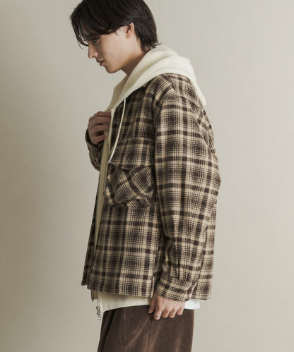 厚法蘭絨格子襯衫夾克