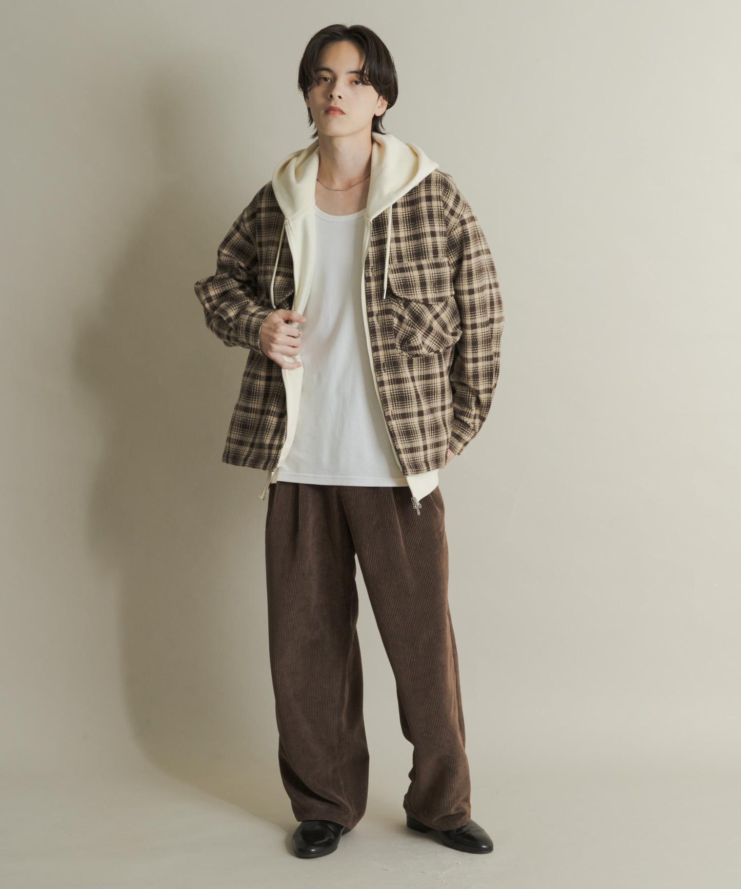 厚法蘭絨格子襯衫夾克