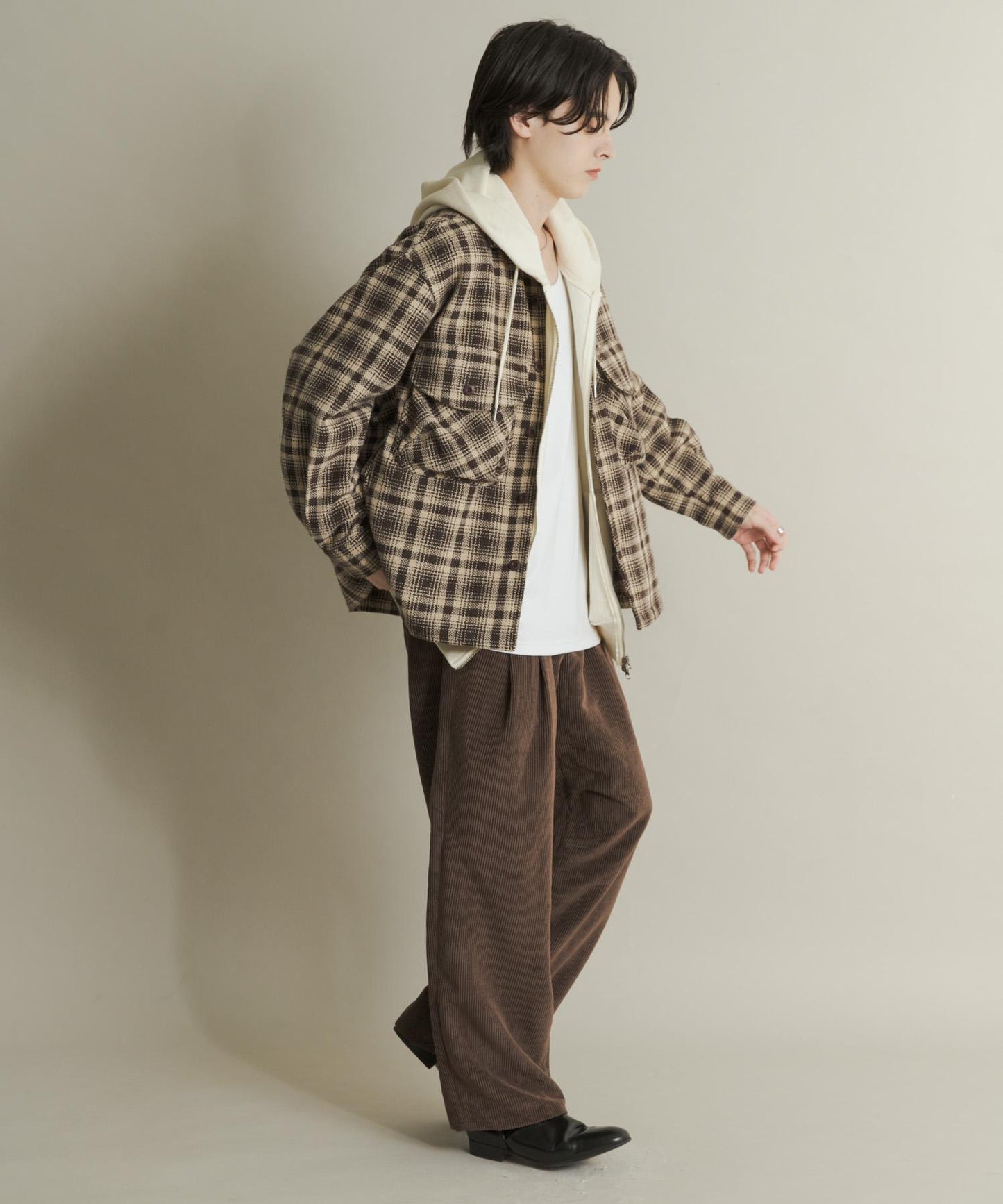 厚法蘭絨格子襯衫夾克