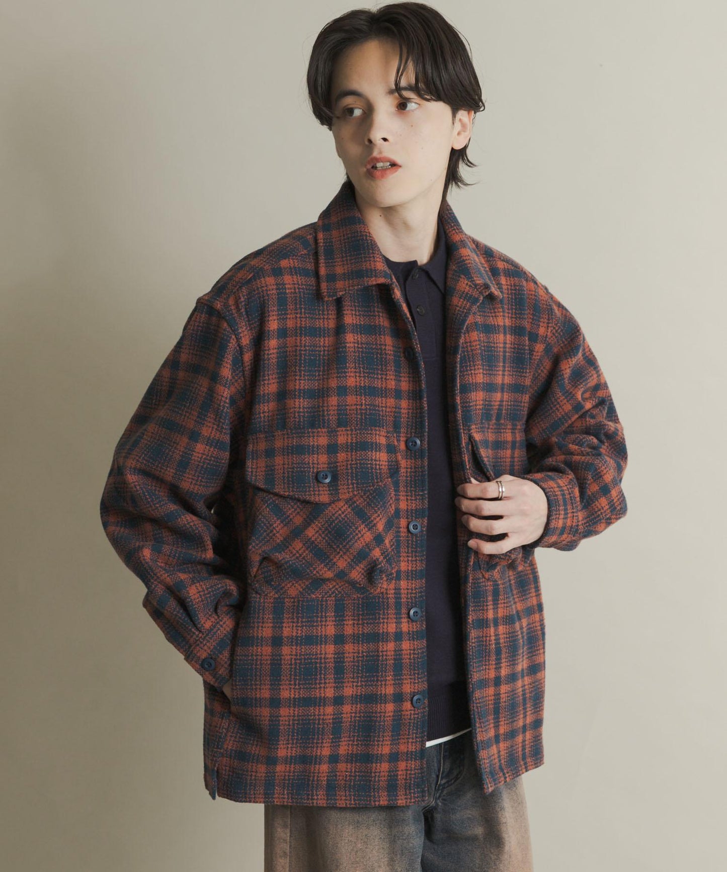 厚法蘭絨格子襯衫夾克