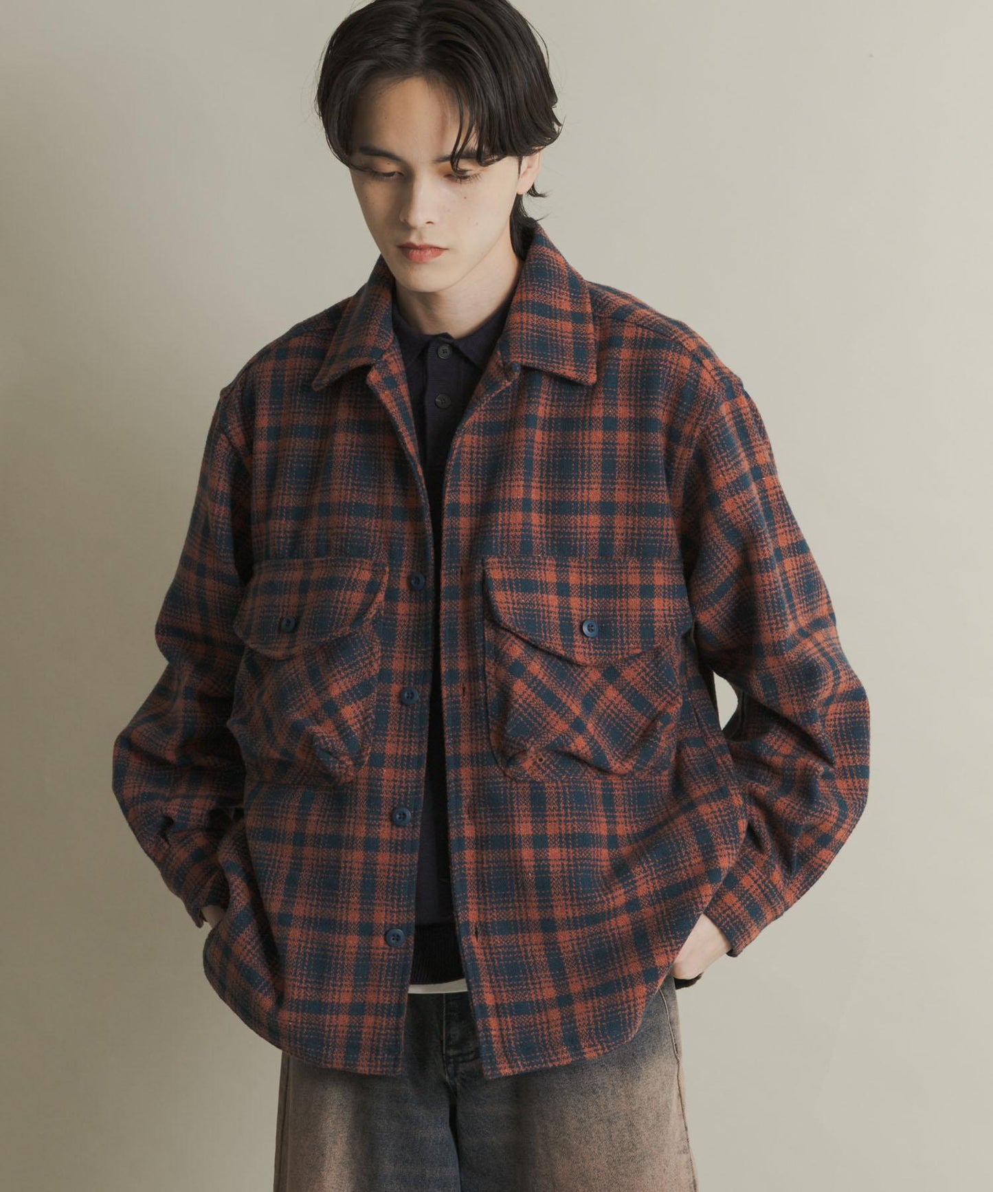 厚法蘭絨格子襯衫夾克