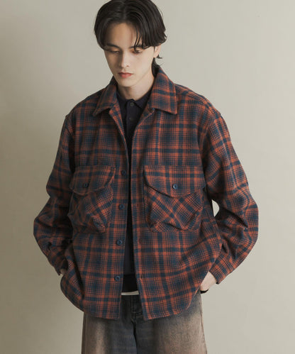 厚法蘭絨格子襯衫夾克