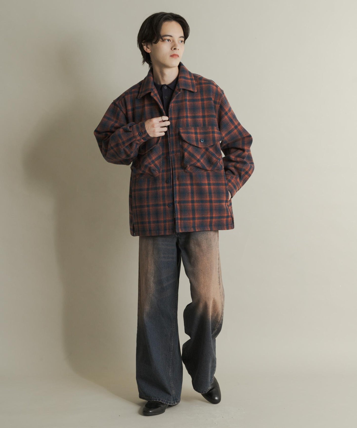 厚法蘭絨格子襯衫夾克