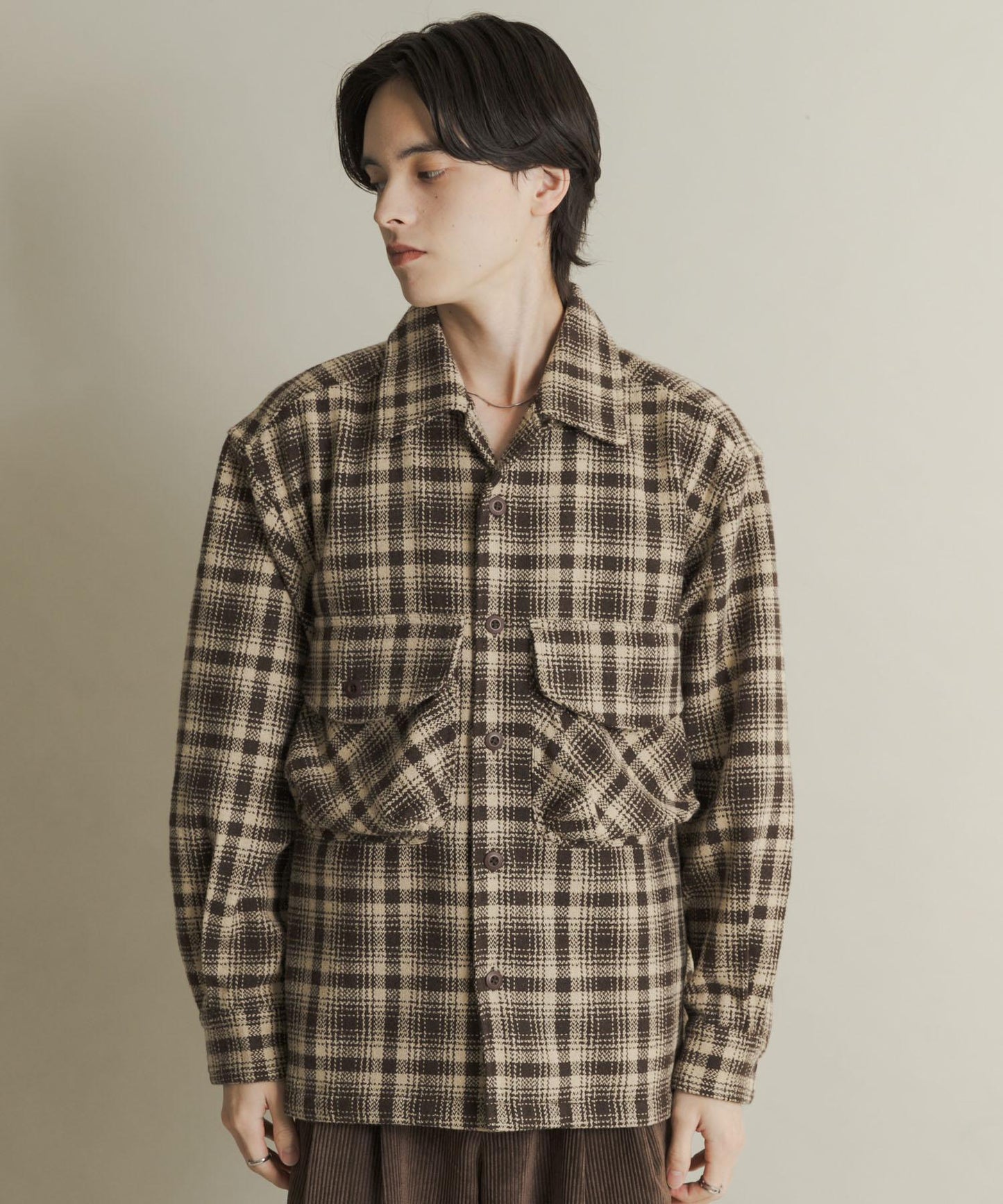 厚法蘭絨格子襯衫夾克