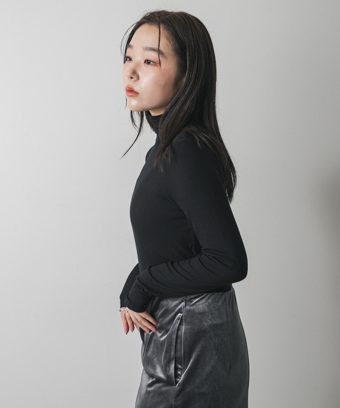 防起球荷葉邊高領上衣