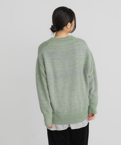 V領寬鬆條紋針織衫