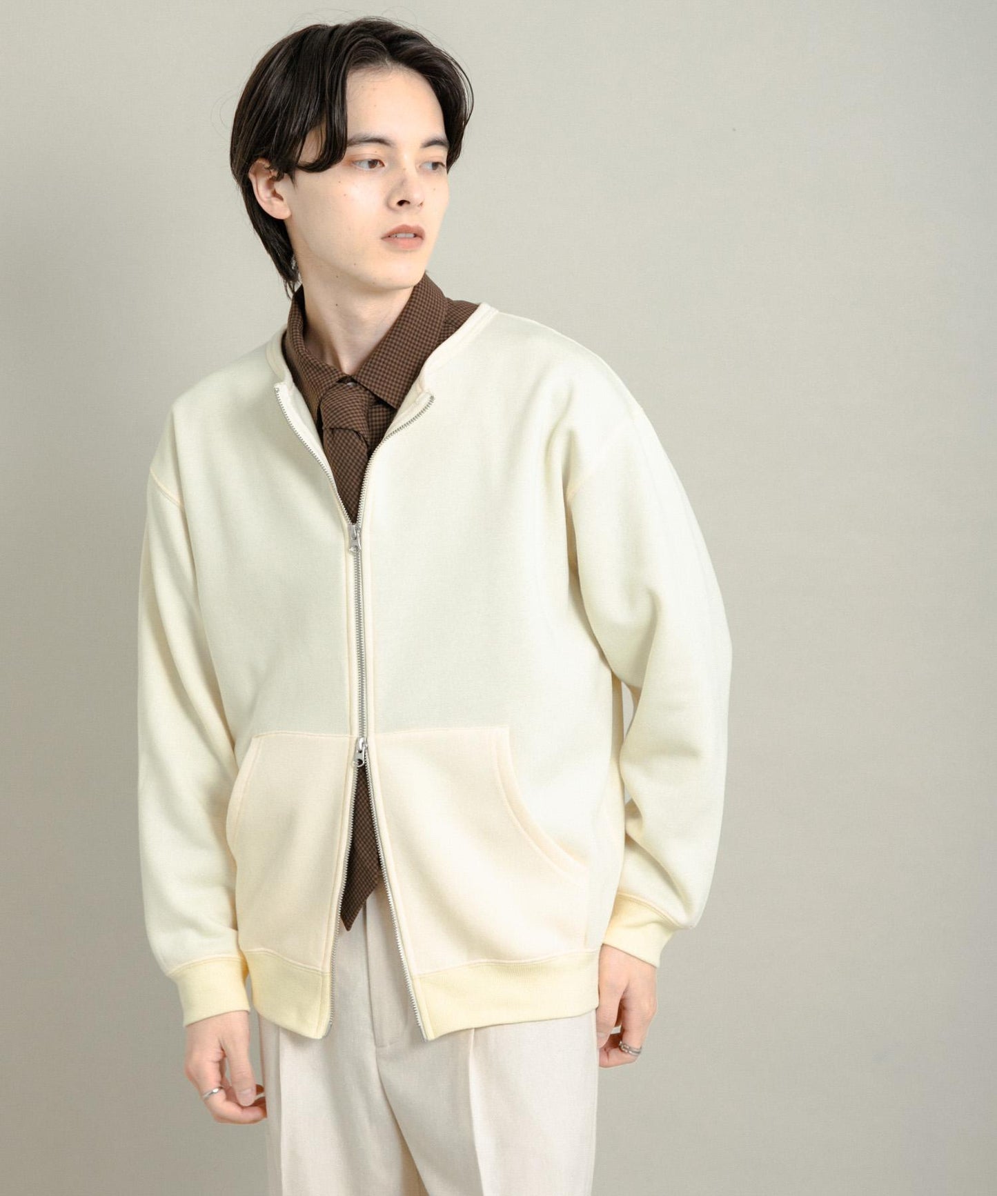 加絨圓領拉鍊衛衣