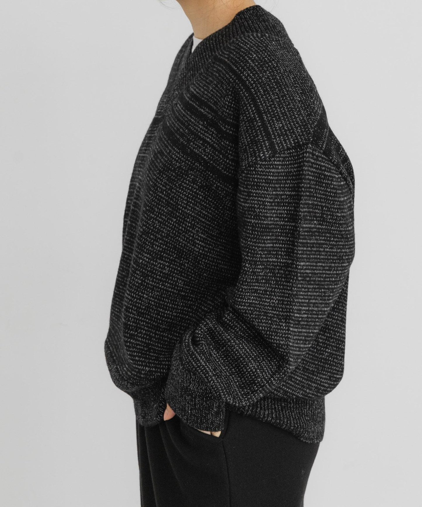 V領寬鬆條紋針織衫