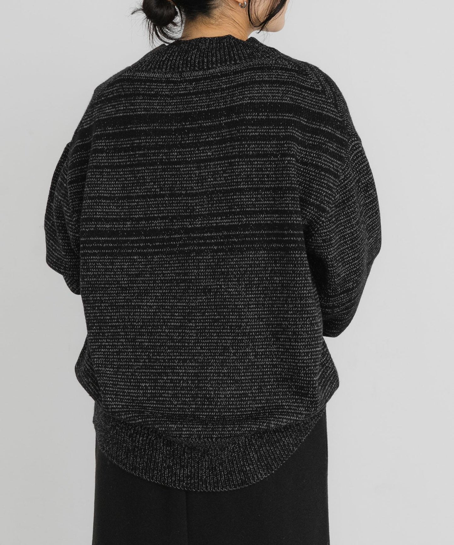 V領寬鬆條紋針織衫