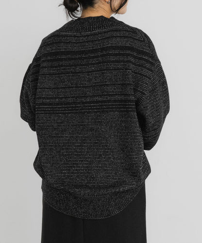 V領寬鬆條紋針織衫